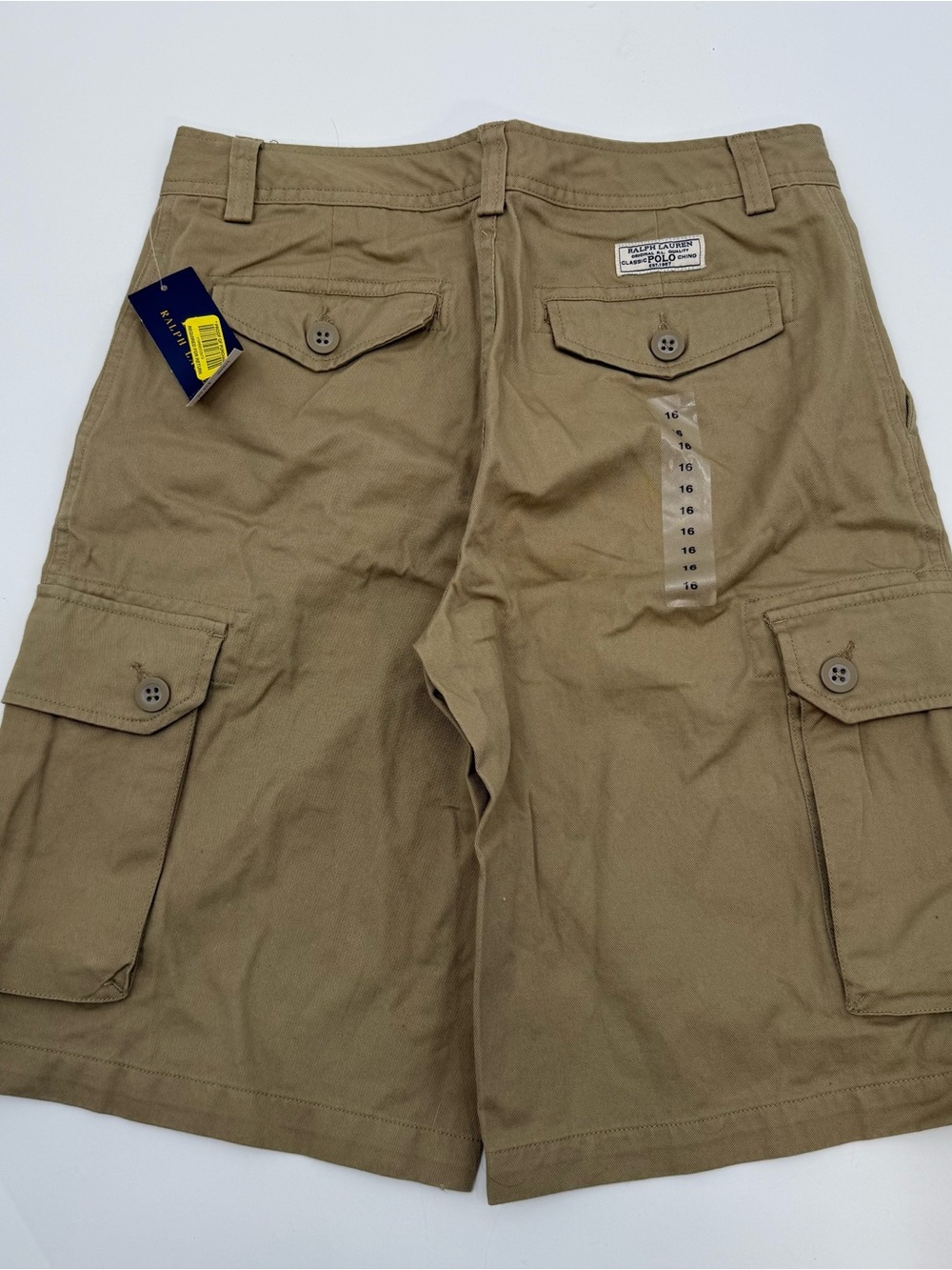 Polo by Ralph Lauren Men's Tan Cargo Shorts with Pocket Flaps